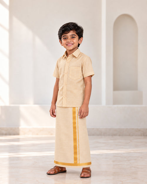 Kids Dhothi Set-Gold